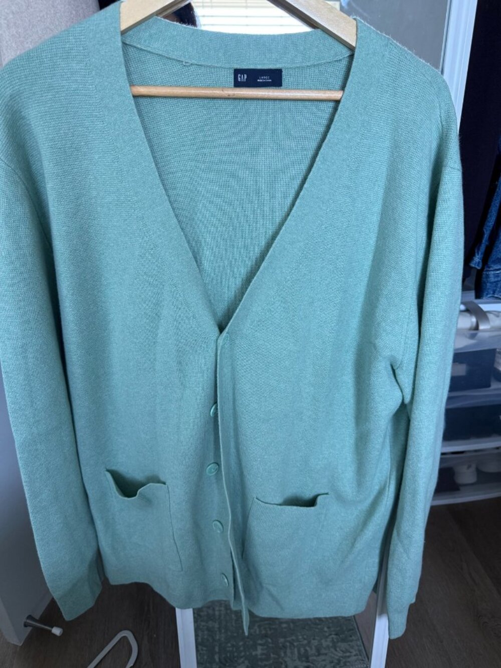Gap Mint Green Button-Front Cardigan